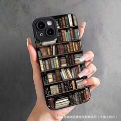 復古書籍本棚はアップルの携帯ケース13Promax/12/11芸術iPhone14/15/16ソフトを適用する