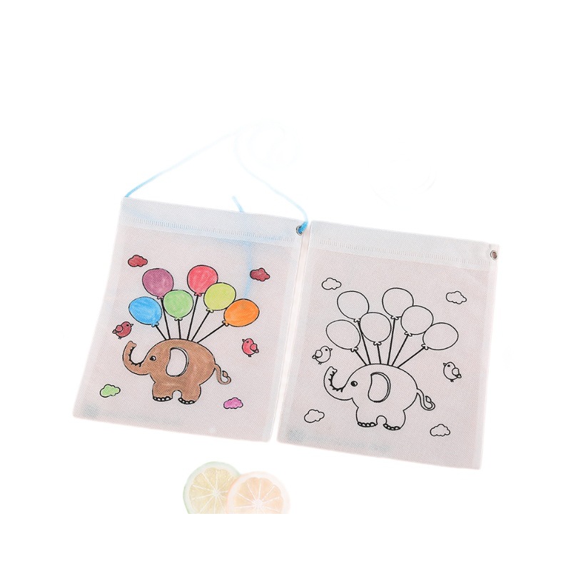 Jardín de infantes hecha a mano DIY pintura de color no tejido graffiti oblicuo bolsas de material creativo bolsas graffiti