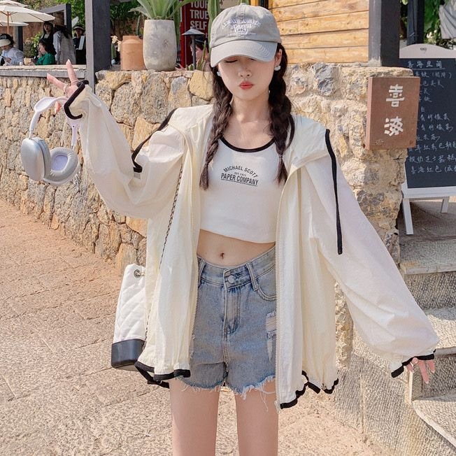 2026 New Fashionable Hooded Sun Protection Jacket for Women, Summer Long-Sleeved Thin Jacket, Korean Style, Loose Fit, Breathable Sun Protection Clothing