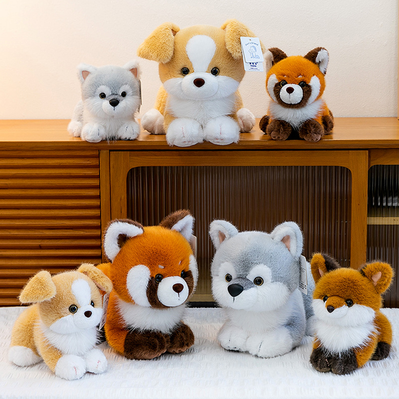 Simulación transfronteriza de muñecas de perros de pastoreo fronterizo, zorro, oso, comercio exterior, juguetes de peluche para niños, almohadas, muñecas de tela de alta calidad