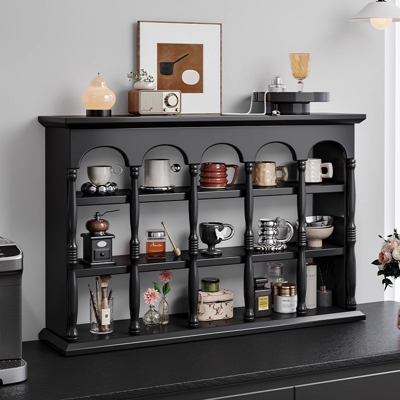 Francés retrógrado soporte de tazas de madera sólida estante de café americano pared tazas de almacenamiento estante de exhibición de pared Patnon