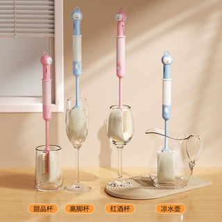 杯刷加长柄刷子水杯酒杯玻璃杯水壶专用清洁神器多功能海绵清洁刷