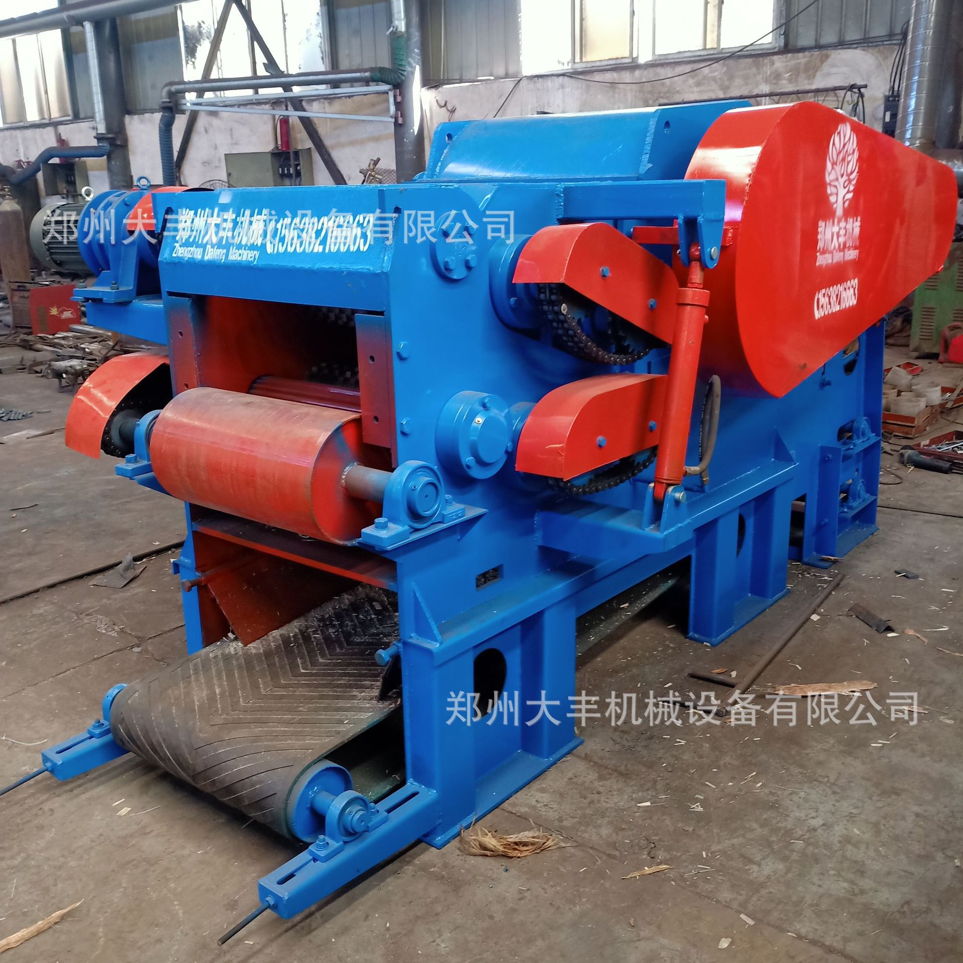 全套218鼓式木材削片机 传输带进料树木破碎机 大型切片机