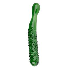 Glass cucumber-shaped female sex toy: realistic crystal fruit-inspired glass dildo for women, ideal for solo pleasure and featuring a vibrant seven-color design—perfect for international trade.