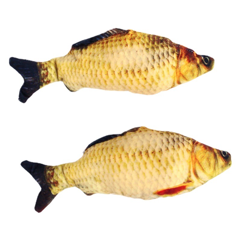 Gato de juguete menta peces de tamaño pequeño felpa peces gato simulación de juguete crucian carpa gato divertido auto-Hola juguete para mascotas