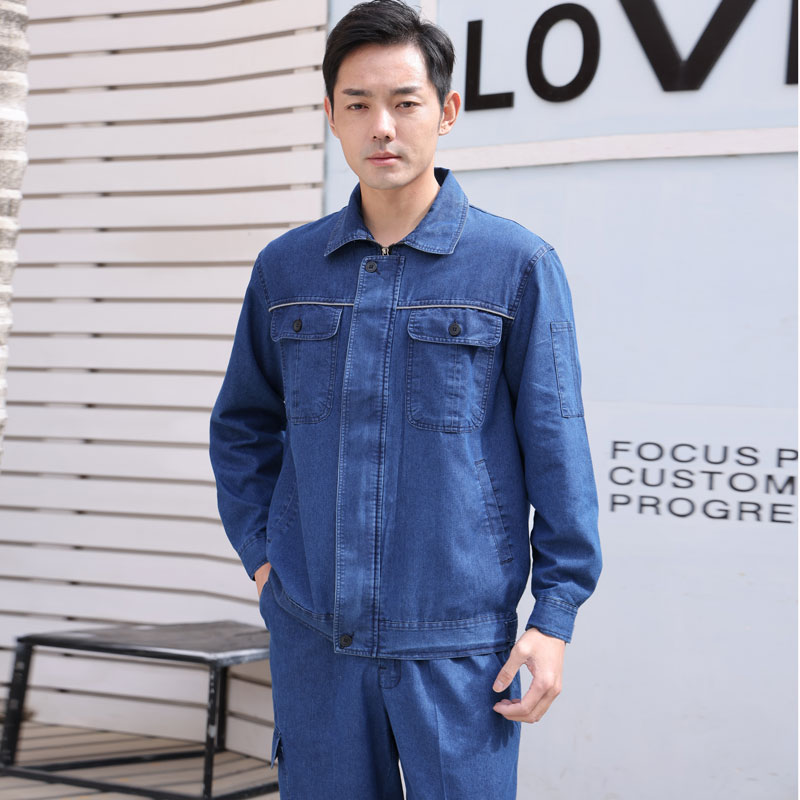夏季薄款焊工纯牛仔工作服套装耐脏耐磨透气劳保工作服劳保工作服
