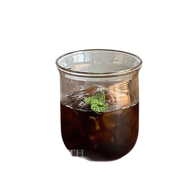 复古宽口透明玻璃杯耐高温水杯拿铁杯冷萃杯冰美式咖啡杯饮品杯子|undefined