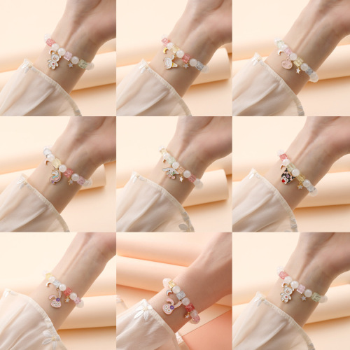 Yiwu Small Commodity Bracelet Jewelry Korean Fresh and Sweet Culomi Crystal Beads Children's Student Bracelet Women's Wholesale