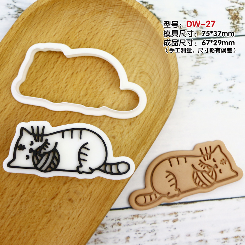 Gato molde de galletas de dibujos animados horneado molde de flip DIY 3D estereoscópio prensado molde de corte de galletas heladas