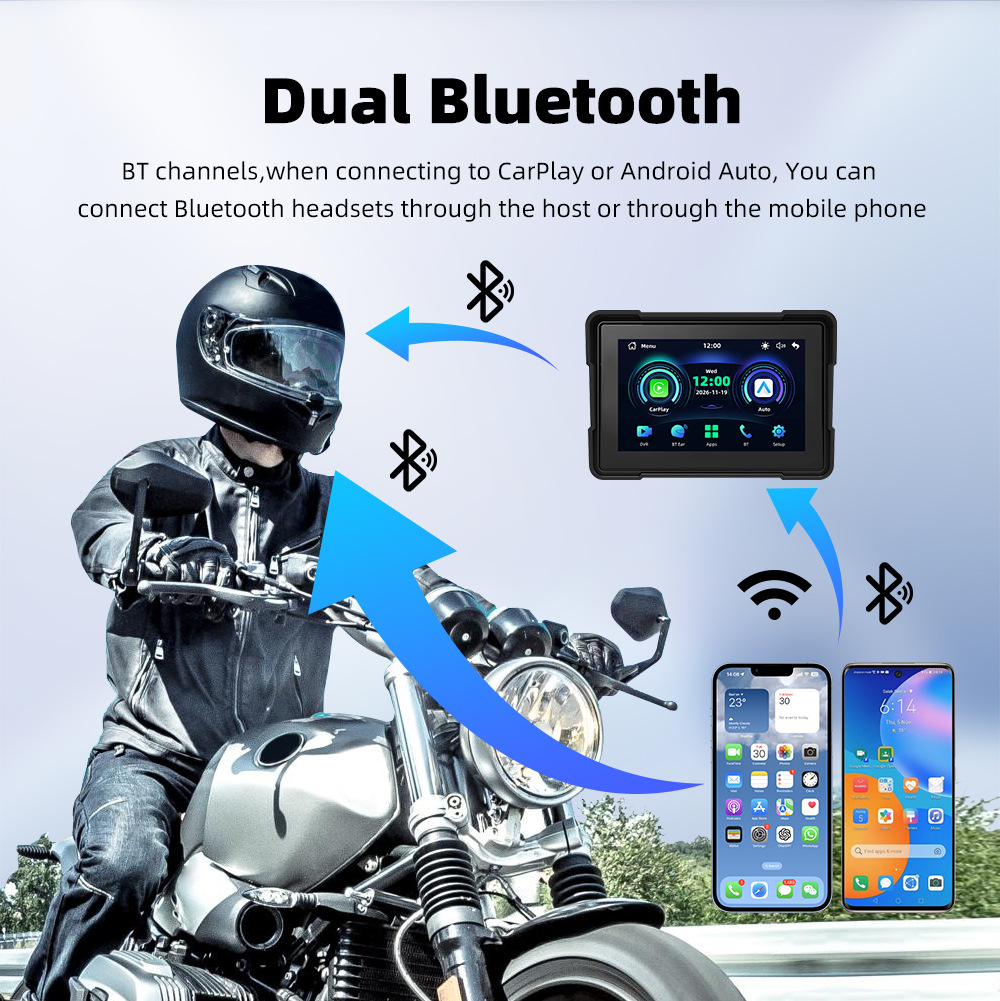 5inch Wireless Carplay/Android Auto Portable Car Motorcycle Driving Recorder