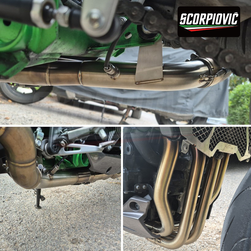 Z900 Internal Exhaust System with Single/Double Oxygen Ports, Front Section Exhaust Pipe for Motorcycle Z900Se Modification, Connects to the Original Rear Section