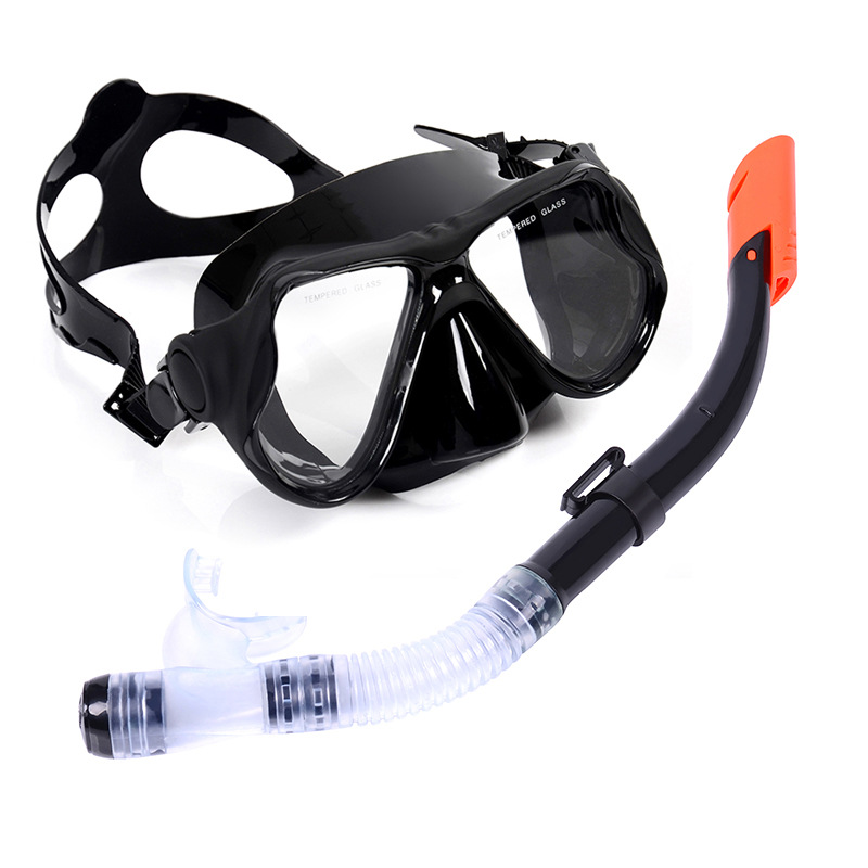 Large Field Of View Mask Tempered Glass Diving Goggles Set Snorkeling Supplies Semi-dry Snorkel Equipment