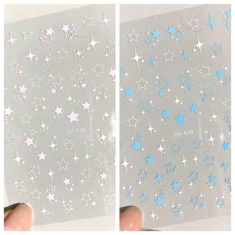 2025 Trendy New Colorful Five-Pointed Star 3D Flat Nail Stickers Hollow Small Stars Waterproof Adhesive Nail Decoration 2025 Trendy New Colorful Five-Pointed Star 3D Flat Nail Stickers Hollow Small Stars Waterproof Adhesive Nail Decoration