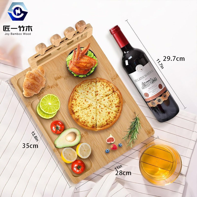 亚马逊新款竹制奶酪板芝士砧板切菜砧板起司砧板侧立刀架厂家直供