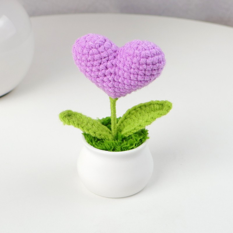 完成したウールひまわり鉢植えスズラン造花チューリップデスクトップ装飾品バレンタインデー教師クラスメートギフト|undefined