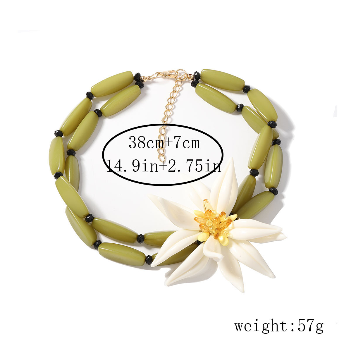 59g Weight Choker Classification Elegant Streetwear Flower Resin Beaded Chain Statement Necklaces Wholesale