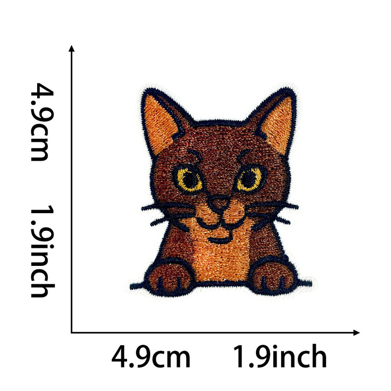 かわいい猫の刺繍布ステッカー、オレンジ猫、三色猫、黒猫など、かわいい表情の粘着アイロン接着パッチ|undefined