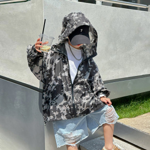 Trendy Brand Thin Children's Sun Protection Clothing Summer 2025 New Boys' Hooded Sun Protection Clothing Middle and Big Children's Skin Clothing Summer Clothing