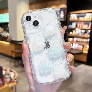 适用苹果18手机壳iPhone17立体云朵滴胶闪粉16透明防摔15promax女
