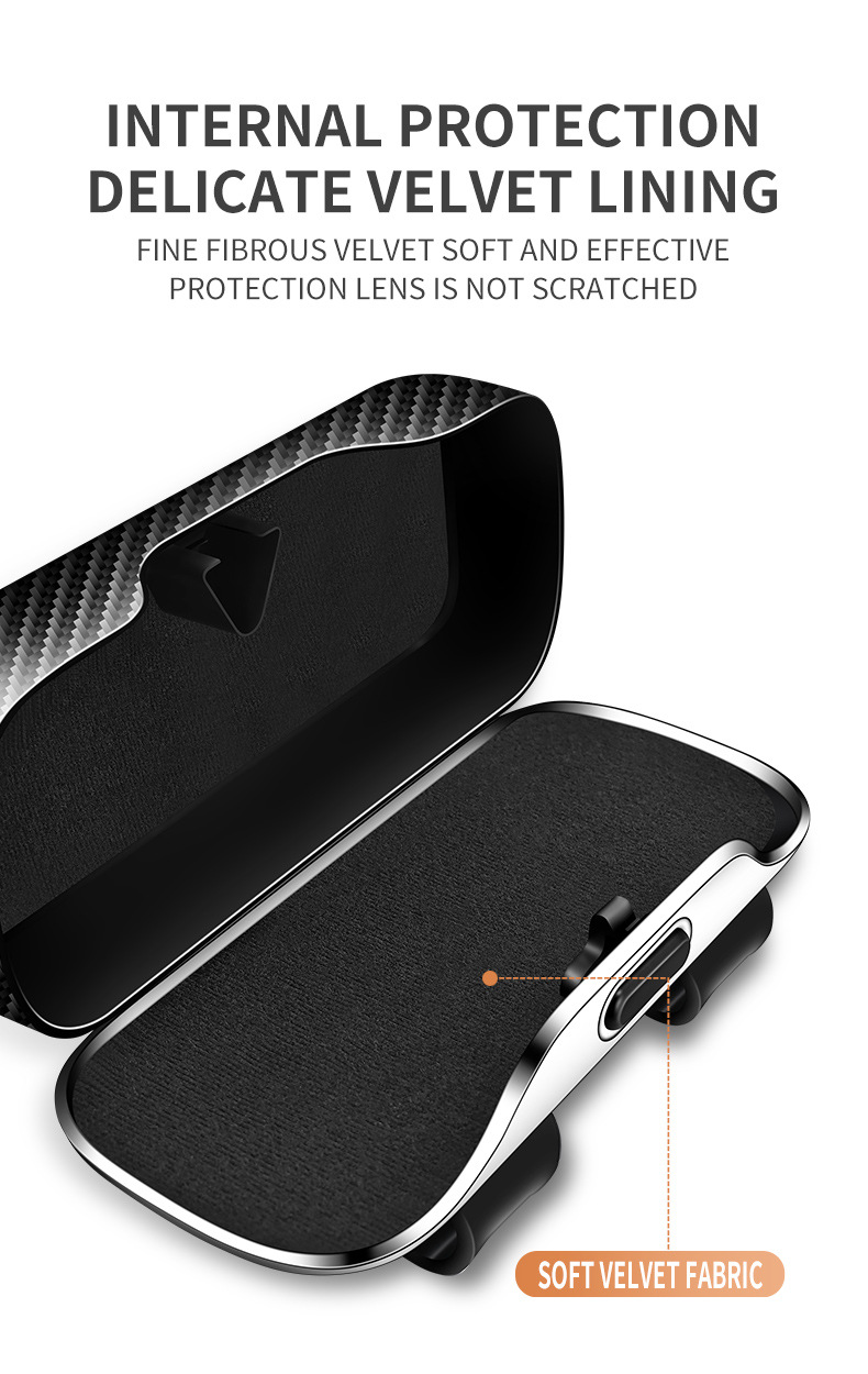 Car Glasses Case, One-Click Opening Sun Visor Storage Box for Car Sunglasses, High-End