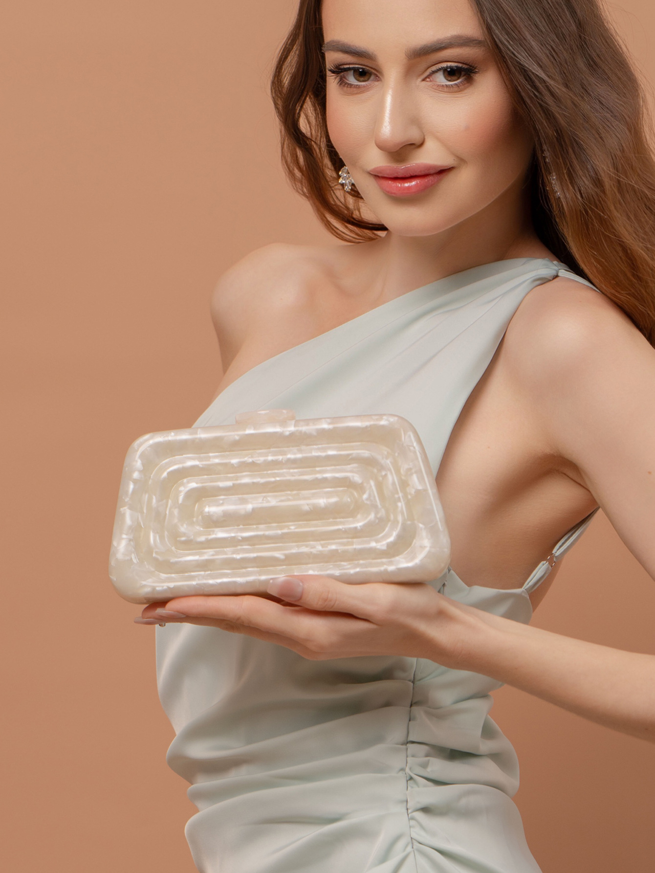 Elegant Acrylic Clutch Bag – Vintage-Inspired Evening Handbag With Chain Strap, Magnetic Closure & Phone Pocket_voghion.com