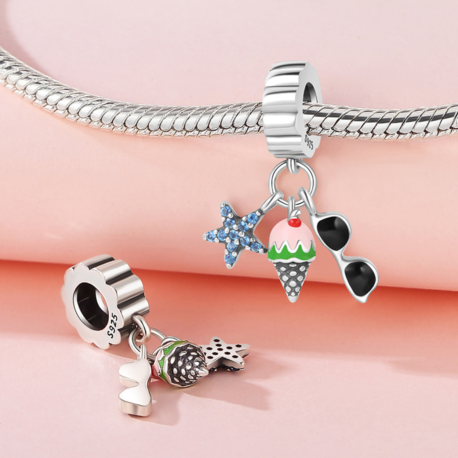 1 Piece 925 Sterling Silver Heart Shape Basketball Anchor Pendant display picture 23