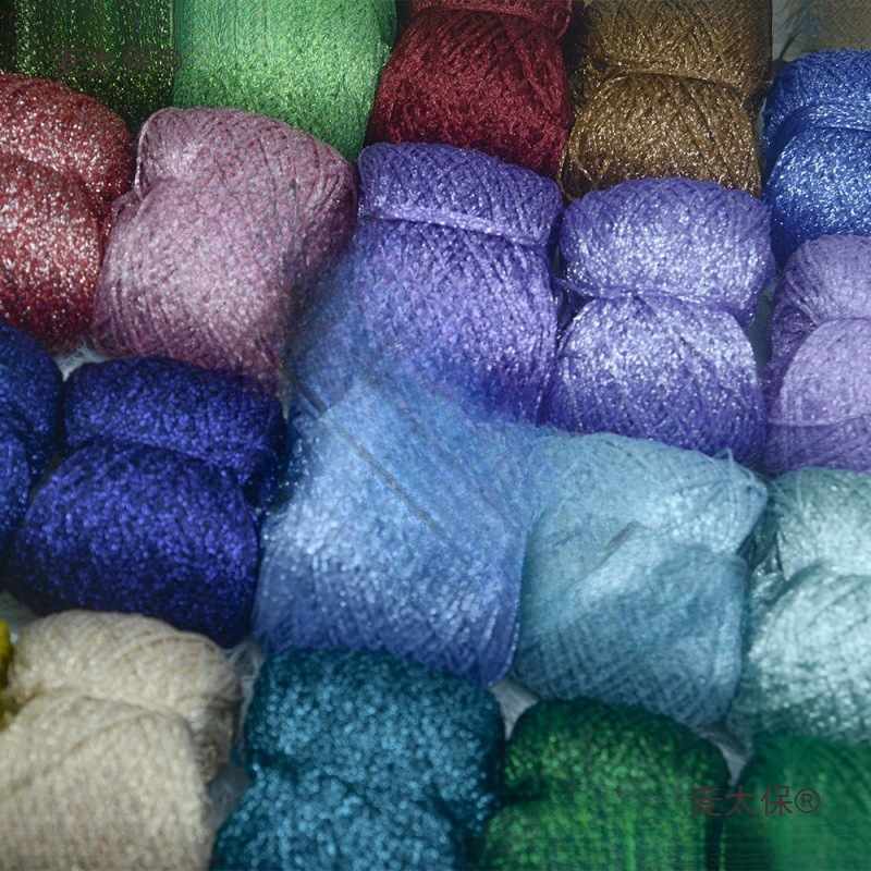 纱金丝毛线幻彩暴力熊丝镭射包线网红空心纱空心线爆闪闪线麦太保