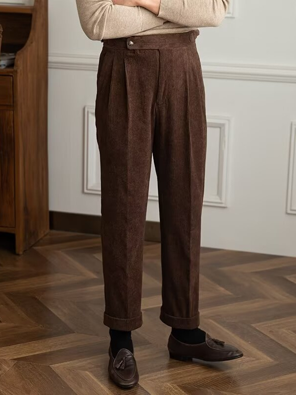 Men's corduroy retro demi-season trousers English style