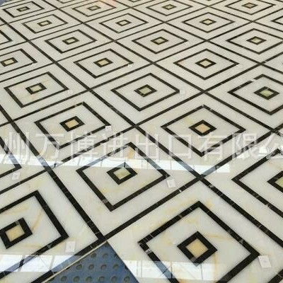 定制欧式轻奢石材兰金沙石波打线异形石材别墅大理石线条水刀拼花