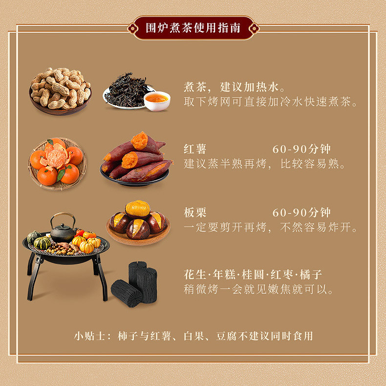 Estufa portátil té cocina hogar interior barbacoa estufa al aire libre barbacoa de carbono parrilla Mesa carbón fuego calefacción y hornear brasero conjunto completo