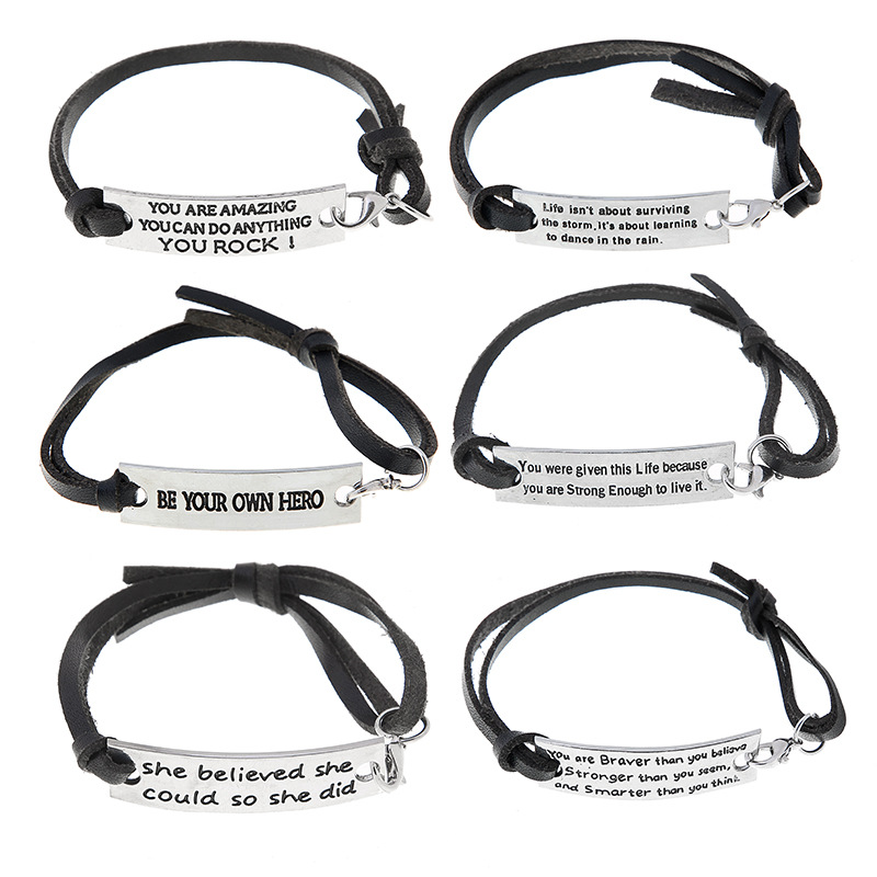 11g Weight Bracelets Classification Pu Leather Chain Material 1 Piece Quantity Daily Occasion Pu Leather, Alloy Material Letter Pattern All Seasons Season Men's Gender Plating Design Simple Style Style Simple Style Letter Pu Leather Alloy Plating Men's Bracelets Men Cord & Leather Bracelets 6