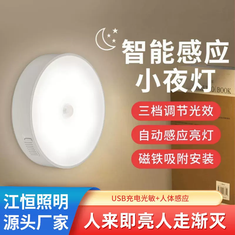 跨境智能无线USB充电人体感应小夜灯衣柜玄关走廊过道感应小夜灯
