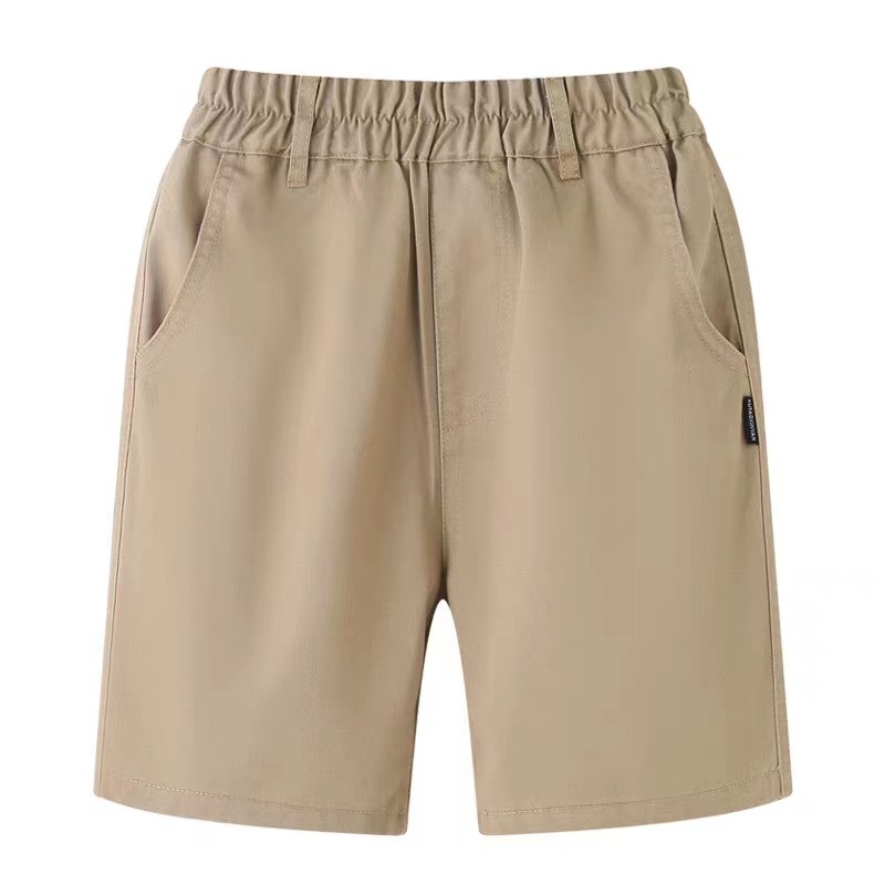 男童卡其色校服短褲學生中褲夏季薄款五分褲全鬆緊腰藏青色校服褲