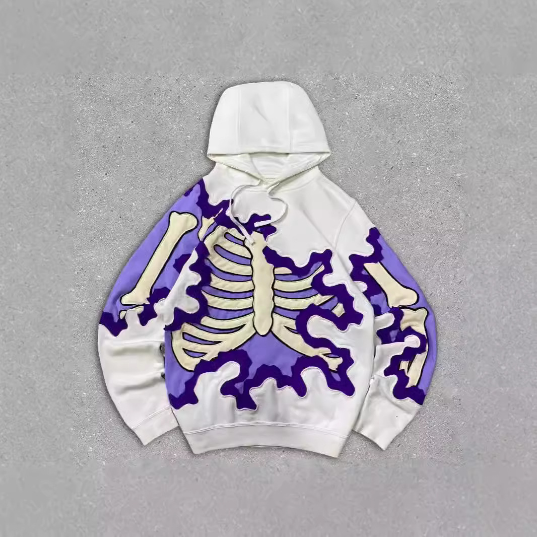 Felpa con cappuccio unisex stampa scheletro 3d stile gotico_voghion.com