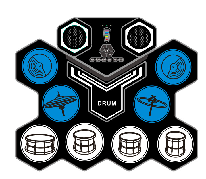 Bluetooth Kids Practice Drum Kit, 2022 Model Desktop Drum with Belt, Lithium Battery Portable Drum Kit, Hand-Crank Electronic Drum