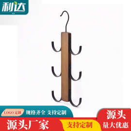 跨境厂家源头铁艺丝巾挂多功能6钩豪华实木无痕领带挂饰品展示架