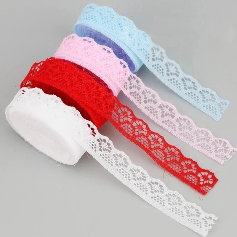 18m /Pc 15mm White Pink Blue Lace Fabric Sewing Flowers Decoration Packaging Materials Wholesale