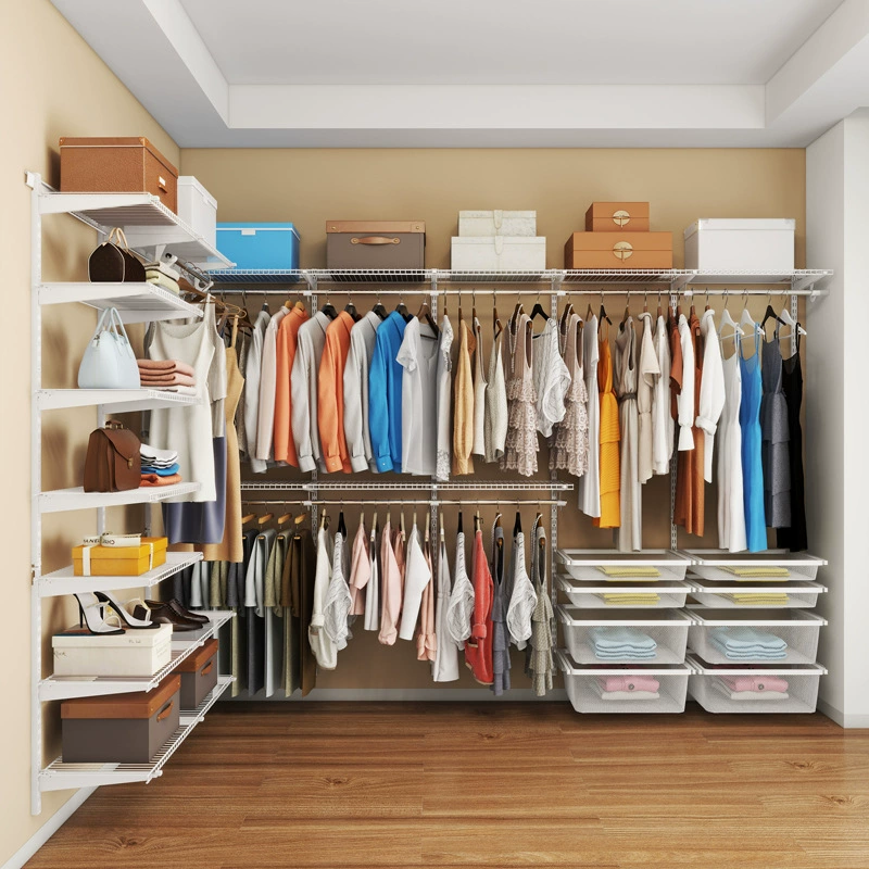 Металлический шкаф-гардероб Qiao Jingling открытого типа, простой, с зоной для подвешивания одежды, настенный, для самостоятельной сборки, аксессуары для самостоятельной сборки, настенная гардеробная для домашнего использования