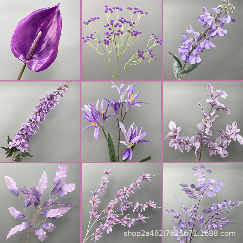 Wedding purple artificial flower wholesale light purple blue purple wedding road flower arrangement soft photography props fake flower art