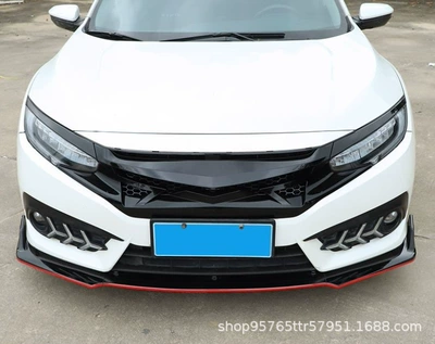 16-21 10th Generation Civic Front Big Surrounded - 16-18-civic-three-front-lips-black-and-red