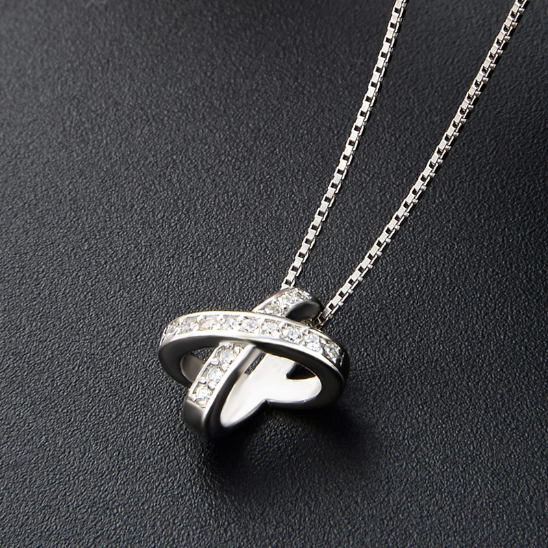 Japonés y coreano moda geométrica clavícula cadena COLLAR COLGANTE S925 plata esterlina micro incrustaciones de circón tridimensional letra X colgante