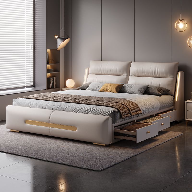 High-End Italian-Style Light Luxury Genuine Leather New Luxury Double Bed for Master Bedroom, Wedding Bed, Modern Minimalist and Elegant Storage Large Bed High-End Italian-Style Light Luxury Genuine Leather New Luxury Double Bed for Master Bedroom, Wedding Bed, Modern Minimalist and Elegant Storage Large Bed