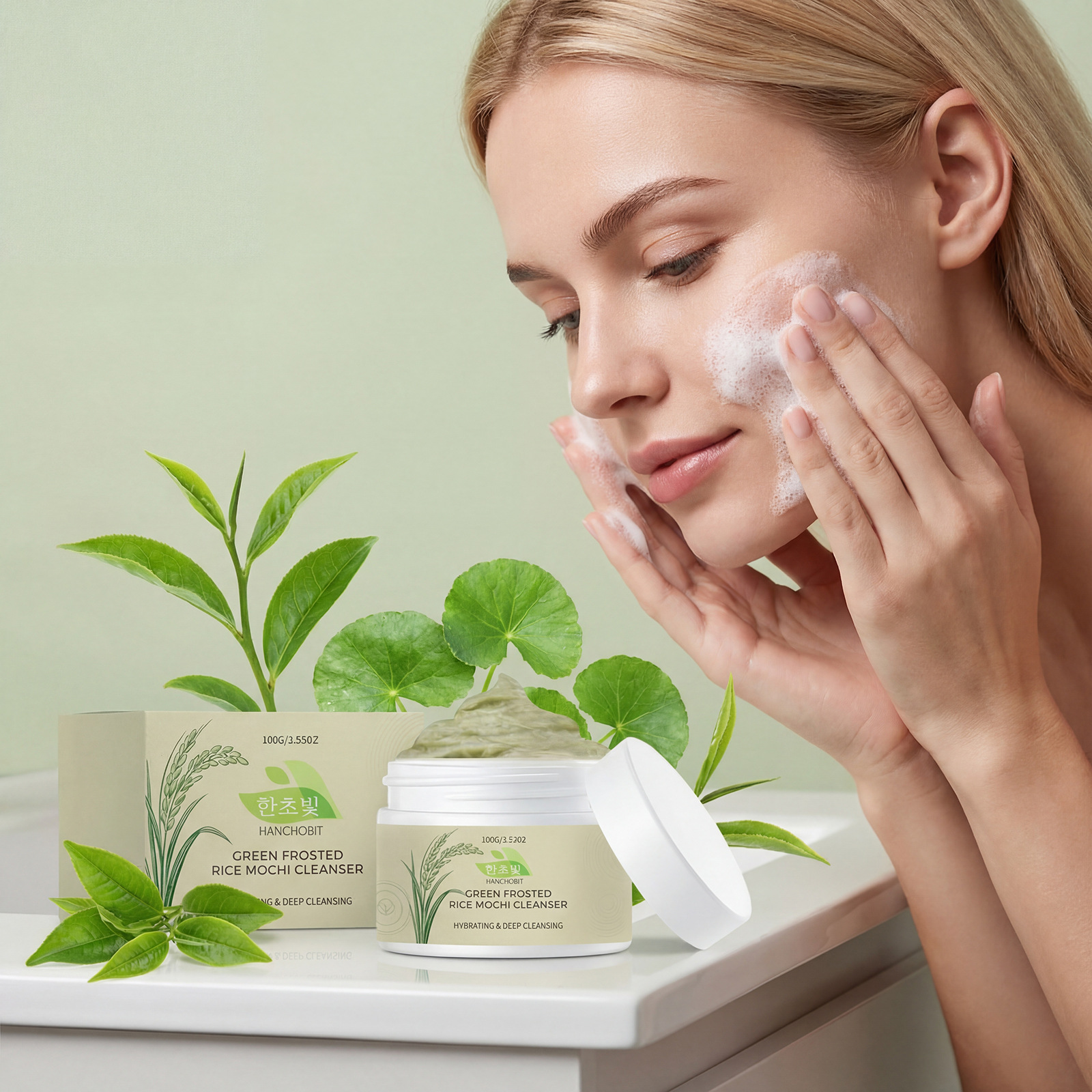HANCHOBIT 保湿磨砂洗面乳 温和清洁面部油脂柔滑清爽轻盈洁面乳