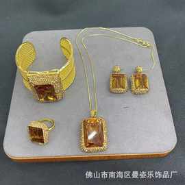新款土耳其 苏丹石个性 夸张三件套变色石流行首饰跨境厂家直销