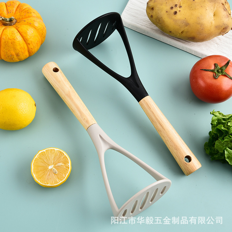 Fabricante de prensa de papas prensa de papas mango de madera PP suplementario doméstico moledor manual moledor de cocina gadget