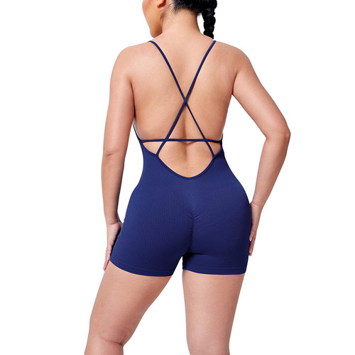 Women's Sexy Lolita Backless Bodysuit European and American Fashion Sports Tight-fitting High-waisted Hip-lifting Fitness Yoga Wear