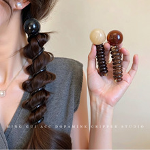 复古圆珠泡泡辫头绳女款高级感电话线发圈气质马尾麻花辫发绳头饰