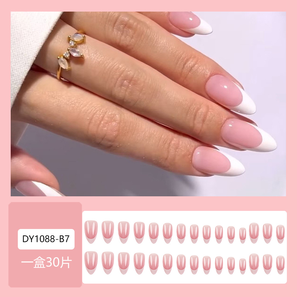 Comercio extranjero más vendido polvo desnudo borde blanco manicure francés dulce suave viento desgaste de uñas 30 piezas de parche de uñas