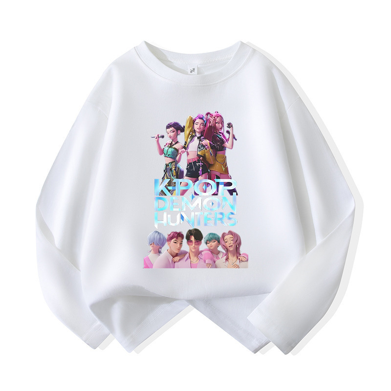 亚马逊猎魔女团KPop Demon Hunters周边时尚儿童长袖T恤柔软上衣|undefined
