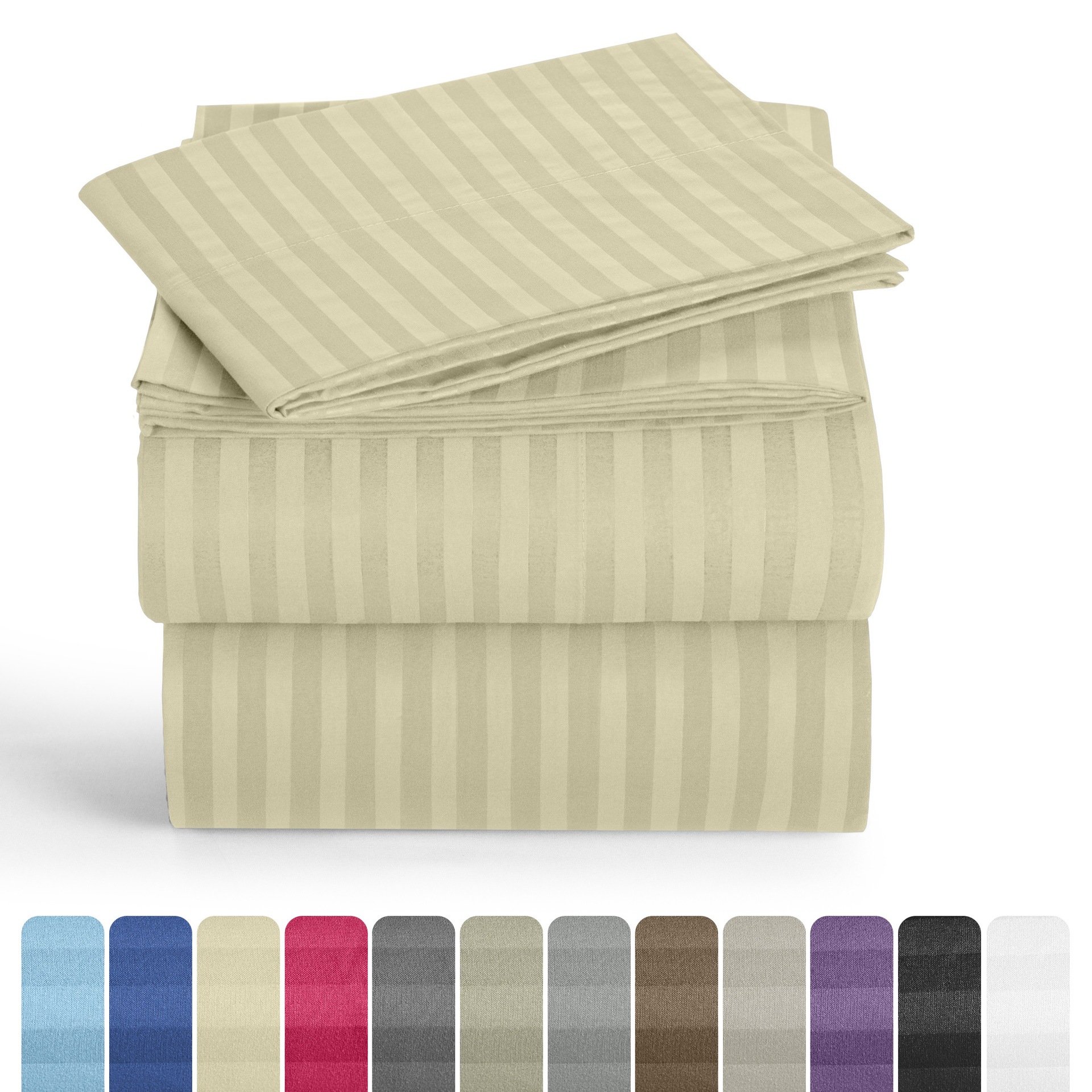 Juego de Sábanas a Rayas de 4 Piezas Lux Decor - Lujo de Hotel